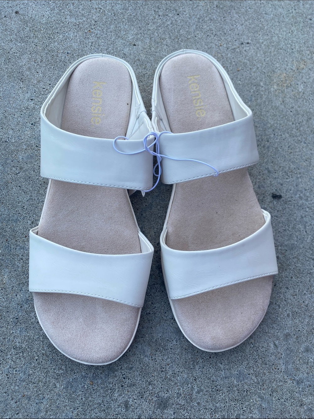 Kensie Cream Double-Strap Slide Sandals